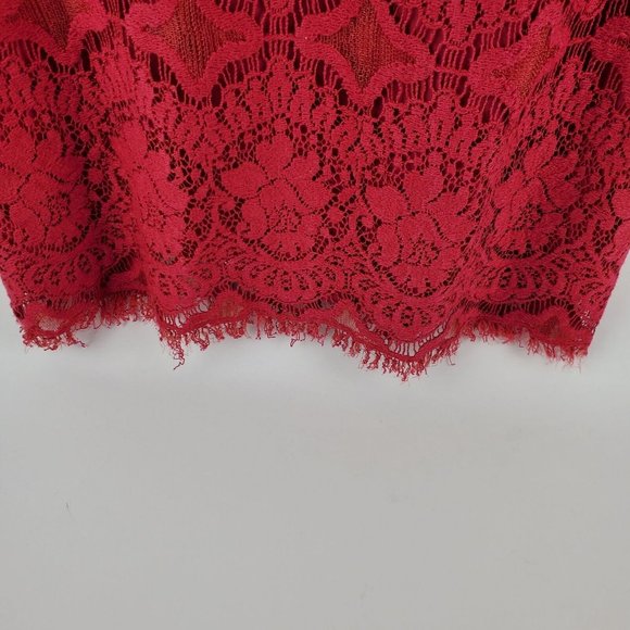 Free People Womens Lace Peplum Dress Deep Pink Red Size 2 Cotton - Picture 5 of 8
